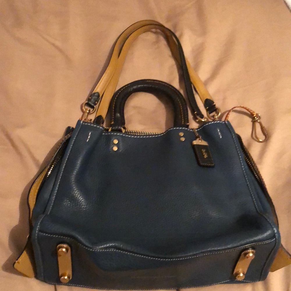 Blue Leather Coach Bag
